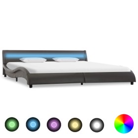 Bed frame with LED in gray synthetic leather 180x200 cm by vidaXL, Beds and slatted bases - Ref: Foro24-285695, Price: 275,99...