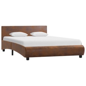 Brown synthetic leather bed frame 120x200 cm by vidaXL, Beds and slatted bases - Ref: Foro24-285476, Price: 151,04 €, Discoun...