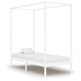 Bed frame with canopy solid white pine wood 100x200 cm by vidaXL, Beds and slatted bases - Ref: Foro24-283263, Price: 111,40 ...