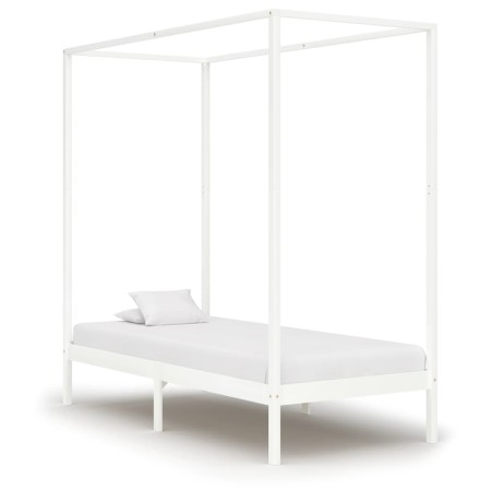 Bed frame with canopy solid white pine wood 100x200 cm by vidaXL, Beds and slatted bases - Ref: Foro24-283263, Price: 136,02 ...