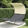 Double rocking lounger with gray and cream canopy by vidaXL, Loungers - Ref: Foro24-317588, Price: 209,48 €, Discount: %