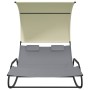 Double rocking lounger with gray and cream canopy by vidaXL, Loungers - Ref: Foro24-317588, Price: 209,96 €, Discount: %