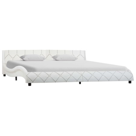 Estructura de cama de cuero sintético blanco 180x200 cm de vidaXL, Camas y somieres - Ref: Foro24-285641, Precio: 256,65 €, D...