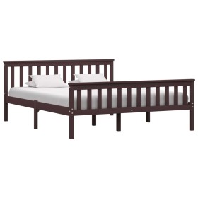 Dark brown solid pine wood bed frame 160x200 cm by vidaXL, Beds and slatted bases - Ref: Foro24-283236, Price: 120,58 €, Disc...