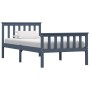 Solid gray pine wood bed frame 100x200 cm by vidaXL, Beds and slatted bases - Ref: Foro24-283227, Price: 141,97 €, Discount: %