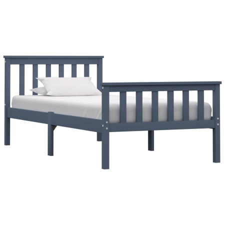 Solid gray pine wood bed frame 100x200 cm by vidaXL, Beds and slatted bases - Ref: Foro24-283227, Price: 141,97 €, Discount: %