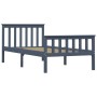 Solid gray pine wood bed frame 100x200 cm by vidaXL, Beds and slatted bases - Ref: Foro24-283227, Price: 141,97 €, Discount: %