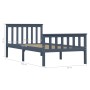 Solid gray pine wood bed frame 100x200 cm by vidaXL, Beds and slatted bases - Ref: Foro24-283227, Price: 141,97 €, Discount: %