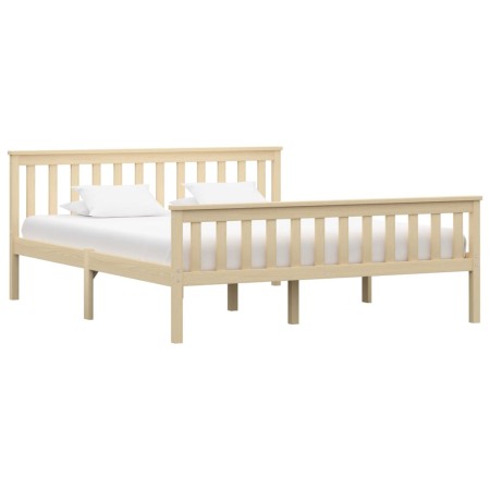 Solid light pine wood bed frame 160x200 cm by vidaXL, Beds and slatted bases - Ref: Foro24-283224, Price: 255,99 €, Discount: %