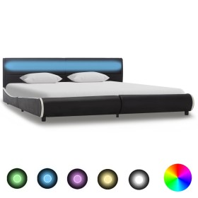 Estructura de cama con LED cuero sintético negro 180x200 cm de vidaXL, Camas y somieres - Ref: Foro24-285025, Precio: 235,99 ...