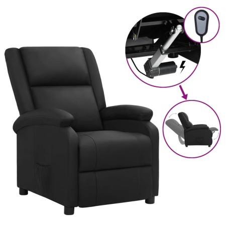 Sillón reclinable eléctrico de cuero auténtico negro de vidaXL, Sillones - Ref: Foro24-3098385, Precio: 393,46 €, Descuento: %