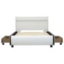 Bed frame with LED white synthetic leather 90x200 cm by vidaXL, Beds and slatted bases - Ref: Foro24-284966, Price: 221,99 €,...