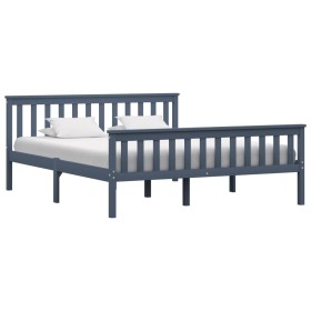 Solid gray pine wood bed frame 160x200 cm by vidaXL, Beds and slatted bases - Ref: Foro24-283230, Price: 120,58 €, Discount: %