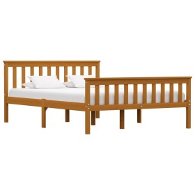 Solid pine wood bed frame honey brown 140x200 cm by vidaXL, Beds and slatted bases - Ref: Foro24-283241, Price: 151,23 €, Dis...