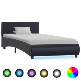 Estructura de cama con LED cuero sintético negro 90x200 cm de vidaXL, Camas y somieres - Ref: Foro24-285480, Precio: 167,99 €...