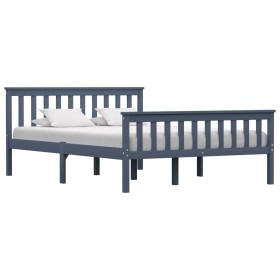 Solid gray pine wood bed frame 140x200 cm by vidaXL, Beds and slatted bases - Ref: Foro24-283229, Price: 183,99 €, Discount: %