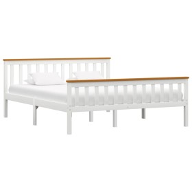 Estructura de cama de madera maciza de pino blanca 160x200 cm de vidaXL, Camas y somieres - Ref: Foro24-283248, Precio: 232,9...