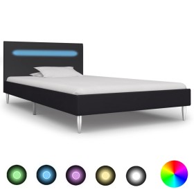 Bed frame with LED in black fabric 90x200 cm by vidaXL, Beds and slatted bases - Ref: Foro24-280961, Price: 187,99 €, Discoun...