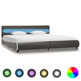 Estructura cama y LED cuero sintético gris antracita 180x200 cm de vidaXL, Camas y somieres - Ref: Foro24-285031, Precio: 262...