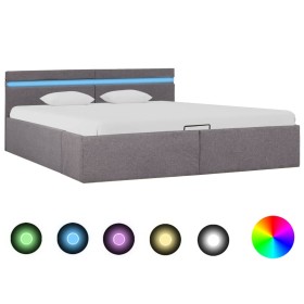 Cama canapé hidráulica almacenaje LED tela gris topo 180x200 cm de vidaXL, Camas y somieres - Ref: Foro24-285629, Precio: 311...