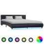 Bed frame with LED black synthetic leather 180x200 cm by vidaXL, Beds and slatted bases - Ref: Foro24-285485, Price: 233,93 €...