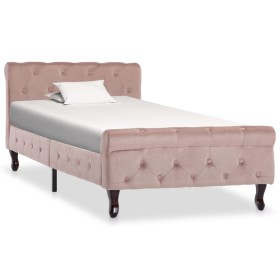 Estructura de cama de terciopelo rosa 90x200 cm de vidaXL, Camas y somieres - Ref: Foro24-288564, Precio: 249,99 €, Descuento: %