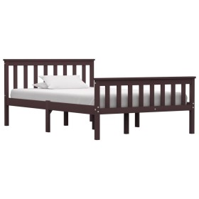 Dark brown solid pine wood bed frame 120x200 cm by vidaXL, Beds and slatted bases - Ref: Foro24-283234, Price: 98,41 €, Disco...