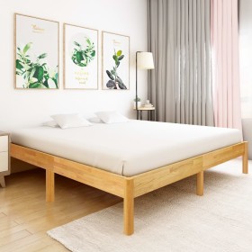 Solid oak wood bed frame 200x200 cm by vidaXL, Beds and slatted bases - Ref: Foro24-288482, Price: 208,99 €, Discount: %