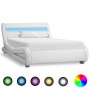 Bed frame with LED white synthetic leather 100x200 cm by vidaXL, Beds and slatted bases - Ref: Foro24-285733, Price: 216,65 €...