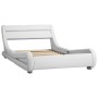 Bed frame with LED white synthetic leather 100x200 cm by vidaXL, Beds and slatted bases - Ref: Foro24-285733, Price: 216,65 €...