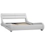 Bed frame with LED white synthetic leather 160x200 cm by vidaXL, Beds and slatted bases - Ref: Foro24-285736, Price: 293,99 €...