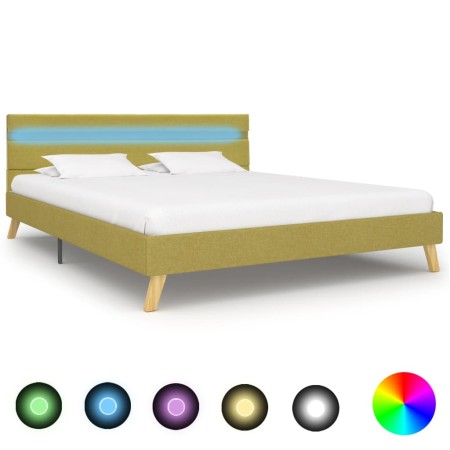 Bed frame with LED green fabric 140x200 cm by vidaXL, Beds and slatted bases - Ref: Foro24-284861, Price: 154,11 €, Discount: %