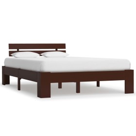 Dark brown solid pine wood bed frame 140x200 cm by vidaXL, Beds and slatted bases - Ref: Foro24-283175, Price: 120,50 €, Disc...