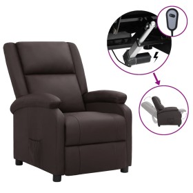 Sillón reclinable eléctrico de cuero auténtico marrón de vidaXL, Sillones - Ref: Foro24-3098386, Precio: 389,99 €, Descuento: %