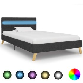 Bed frame with LED in dark gray fabric 100x200 cm by vidaXL, Beds and slatted bases - Ref: Foro24-284841, Price: 186,99 €, Di...