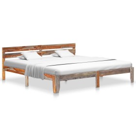 Estructura de cama de madera maciza de sheesham 200x200 cm de vidaXL, Camas y somieres - Ref: Foro24-288414, Precio: 256,99 €...