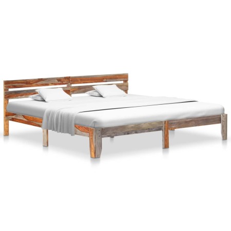 Estructura de cama de madera maciza de sheesham 200x200 cm de vidaXL, Camas y somieres - Ref: Foro24-288414, Precio: 256,99 €...