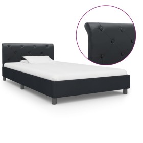 Estructura de cama de cuero sintético negro 90x200 cm de vidaXL, Camas y somieres - Ref: Foro24-284876, Precio: 159,99 €, Des...