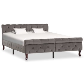 Estructura de cama de terciopelo gris 140x200 cm de vidaXL, Camas y somieres - Ref: Foro24-288560, Precio: 320,38 €, Descuent...