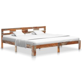 Estructura de cama de madera maciza de sheesham 200x200 cm de vidaXL, Camas y somieres - Ref: Foro24-288419, Precio: 162,99 €...