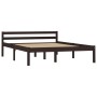 Dark brown solid pine wood bed frame 140x200 cm by vidaXL, Beds and slatted bases - Ref: Foro24-283205, Price: 142,19 €, Disc...