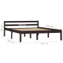 Dark brown solid pine wood bed frame 140x200 cm by vidaXL, Beds and slatted bases - Ref: Foro24-283205, Price: 142,19 €, Disc...