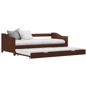 Brown pine wood sofa bed structure 90x200 cm by vidaXL, Beds and slatted bases - Ref: Foro24-283152, Price: 147,99 €, Discoun...