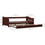 Brown pine wood sofa bed structure 90x200 cm by vidaXL, Beds and slatted bases - Ref: Foro24-283152, Price: 148,68 €, Discoun...