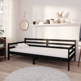 Sofa bed with black solid pine wood mattress 90x200 cm by vidaXL, Beds and slatted bases - Ref: Foro24-3083588, Price: 287,36...