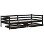 Black solid pine wood sofa bed with drawers 90x200 cm by vidaXL, Beds and slatted bases - Ref: Foro24-3083678, Price: 189,69 ...