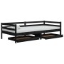 Black solid pine wood sofa bed with drawers 90x200 cm by vidaXL, Beds and slatted bases - Ref: Foro24-3083678, Price: 189,69 ...