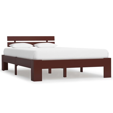 Dark brown solid pine wood bed frame 120x200 cm by vidaXL, Beds and slatted bases - Ref: Foro24-283174, Price: 112,22 €, Disc...