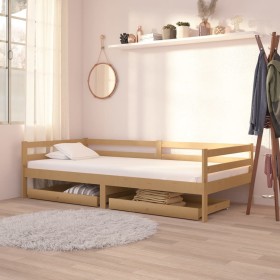 Sofá cama con cajones madera pino maciza miel 90x200 cm de vidaXL, Camas y somieres - Ref: Foro24-3083677, Precio: 165,14 €, ...