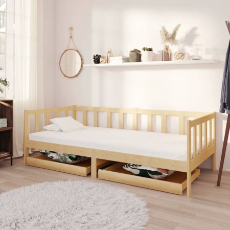 Sofá cama con cajones madera de pino maciza 90x200 cm de vidaXL, Camas y somieres - Ref: Foro24-3083684, Precio: 137,99 €, De...